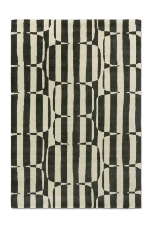 Dywan Beżowo-Czarny z Geometrycznym Wzorem - LOHKO STRIPE CHARCOAL