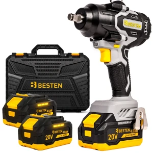 Klucz udarowy akumulatorowy 800Nm 20V bezszczotkowy BESTEN BE0002892 Zestaw PRO 2x4.0Ah