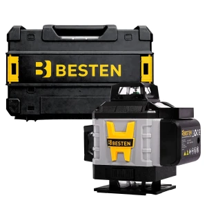 Poziomica laserowa 4D samopoziomująca, 16 linii, zielony laser, statyw 118 cm, zestaw PRO BESTEN BE-2848