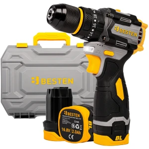 Wkrętarka bezszczotkowa 16,8 V, 2×2.0 Ah, udar, 50 Nm, LED, walizka + 70 akcesoriów BESTEN BE-2886