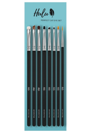 HULU - Perfect Cat Eye – Σετ 8 Πινέλων Ακριβείας για Γραμμές και Μάτια