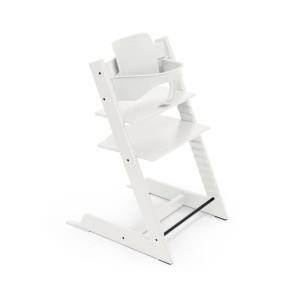 Stokke Tripp Trapp + zestaw Baby Set + tacka - rosnące krzesełko do karmienia z akcesoriami-White-Vanilla White
