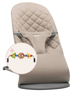 BabyBjorn Leżaczek Bliss Woven Piaskowy Szary + zabawka Googly Eyes
