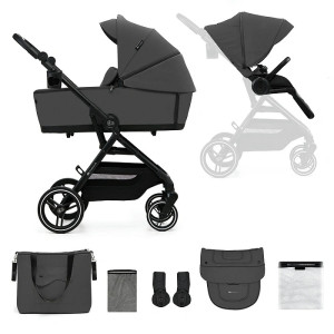 Kinderkraft Yoxi 2w1 - wózek głęboko-spacerowy-Moonlight Grey