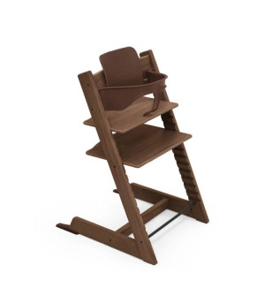 Stokke Tripp Trapp + zestaw Baby Set + tacka - rosnące krzesełko do karmienia z akcesoriami-Oak Warm Brown-Grey