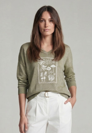 Schimmernder Pullover mit Print