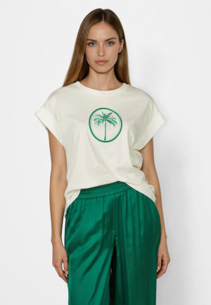 Shirt mit Palmenstick aus Glanzgarn