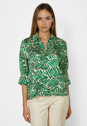 Bluse mit grünem Print