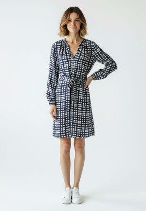Kleid mit abstraktem Punktedruck