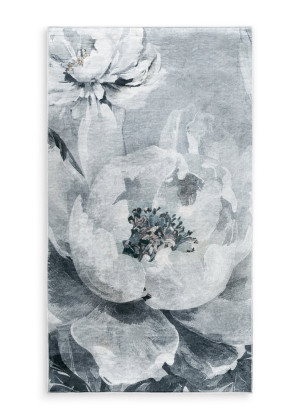 Dywan 80x140 cm jasnoszaro, srebrny z motywem kwiatów LOTUS 4