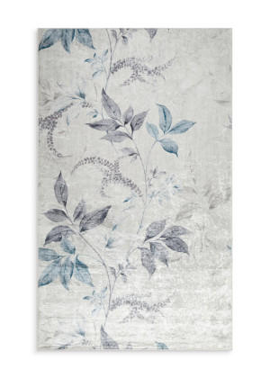 Dywan 50x80 cm kremowo, niebieski zdobiony motywem roślinnym LOTUS 6