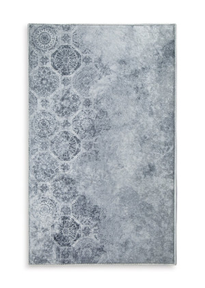 Dywan 50x80 cm srebno, szary zdobiony motywem ornamentów LOTUS 7