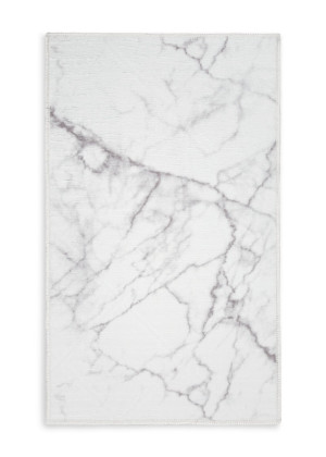 Dywan 50x80 cm szaro, biały zdobiony motywem marmuru PRINT 3