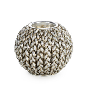 Świecznik MOLI srebrny Ø11x9 cm na tealight, żywica
