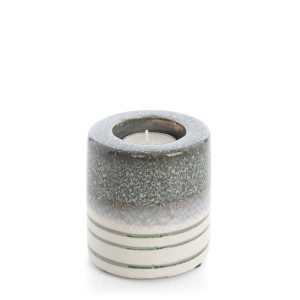 Świecznik dekoracyjny VIKI biało-popielaty Ø8 cm wys. 9 cm ceramika