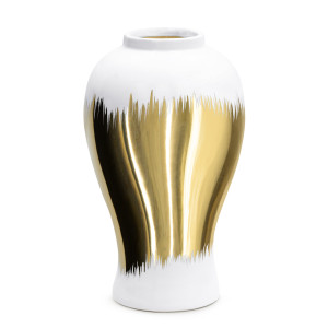 Wazon ceramiczny TALA biało-złoty Ø17x26 cm z efektem cieniowania