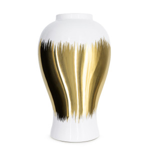 Wazon ceramiczny TALA biało-złoty Ø21x34 cm z efektem cieniowania