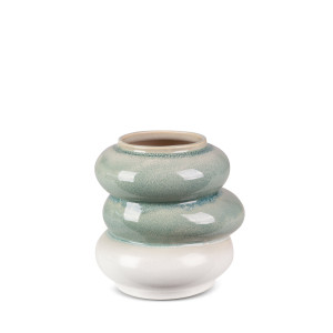 Wazon LIANA kremowo-miętowy ceramiczny Ø 18 x 19 cm