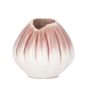 Wazon ceramiczny EVITA kremowo-różowy Ø19 cm, wys. 18 cm