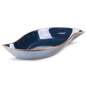 Patera ceramiczna AMORA granatowa ze złotem 36x19x6 cm
