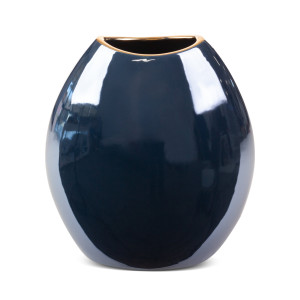 Wazon ceramiczny AMORA granatowy ze złotem 22x12x25 cm