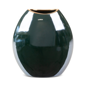 Wazon ceramiczny AMORA 2 zielony ze złotem 22x12x25 cm