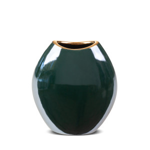 Wazon ceramiczny AMORA 2 zielony ze złotem 14x7x16 cm