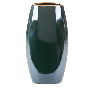 Wazon ceramiczny AMORA 2 zielony ze złotem 19x12x35 cm