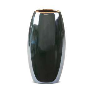 Wazon ceramiczny AMORA 2 zielony ze złotem 13x9x25 cm