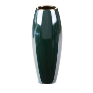 Wazon ceramiczny AMORA 2 zielony ze złotem Ø12 x30 cm
