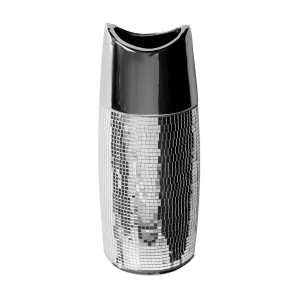 Wazon AURORA srebrny 14x8x34 cm ceramika ze szkłem glamour