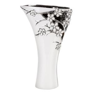 Wazon KARIN biało-srebrny ceramiczny 24x10x39 cm