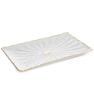Patera GAIA kremowo-złota ceramiczna 26x17x2 cm