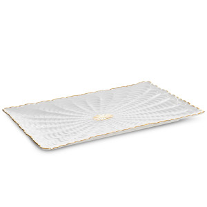 Patera GAIA kremowo-złota ceramiczna 32x19x3 cm