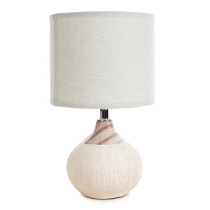 Lampa AMIRI kremowo-beżowa Ø18x32 cm ceramika abażur E14