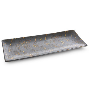 Patera ceramiczna ARIELA grafitowo-złota 38x14x4 cm