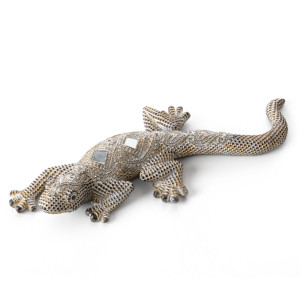 Figurka GATOS jaszczurka stalowo-złota 20x8x3 cm