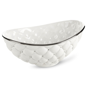 Misa dekoracyjna ADORE biała ze srebrem 35x22x15 cm pikowana