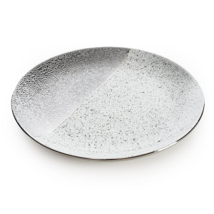 Patera ceramiczna MILO biała ze srebrem 31 cm okrągła dekoracyjna