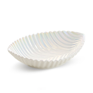 Misa ceramiczna NELA perłowa łódeczka 24x18x7 cm tłoczona