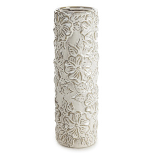 Wazon ceramiczny NAIRA kremowy Ø 11x35 cm w kwiaty