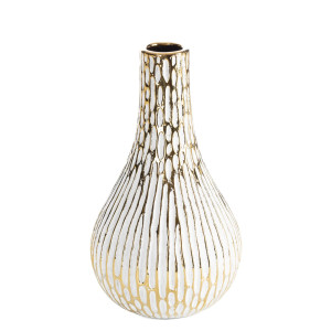 Wazon ceramiczny ANDREA biały ze złotem Ø 14 x 25 cm