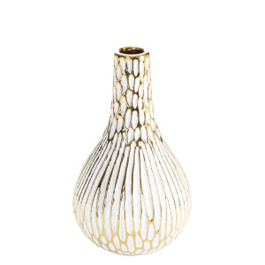 Wazon ceramiczny ANDREA biały ze złotem Ø 12 x 20 cm