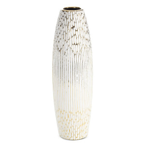 Wazon ceramiczny ANDREA biały ze złotem Ø 15 x 50 cm