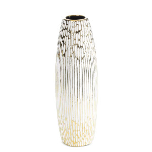 Wazon ceramiczny ANDREA biały ze złotem Ø 13 x 40 cm