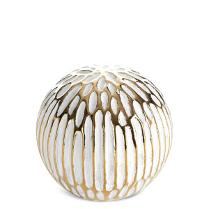 Kula dekoracyjna ceramiczna ANDREA biała ze złotem Ø 9 x 9 cm