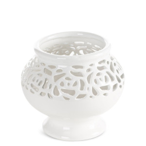 Wazon ceramiczny CELIA kremowy ażurowy Ø 16 x 14 cm