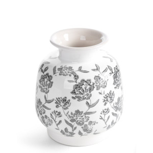 Wazon dekoracyjny VIVIAN biało-grafitowy Ø16 cm, wys. 19 cm