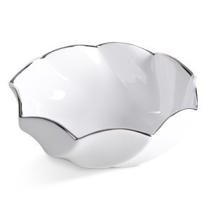 Misa dekoracyjna MELIA biało-srebrna Ø25 cm wys. 10 cm ceramika