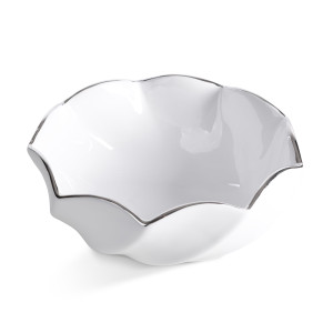 Misa dekoracyjna MELIA biało-srebrna Ø20 cm wys. 9 cm ceramika